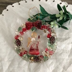 Vtg Colourful Angel Wreath Ornament
